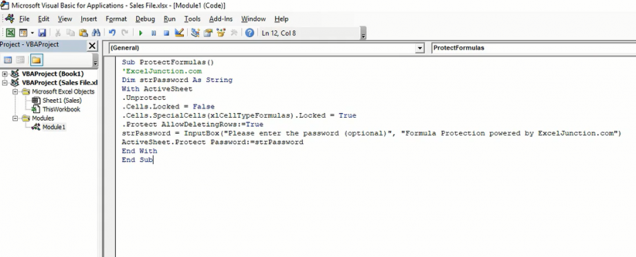 Copy And Paste The VBA Code Excel Junction